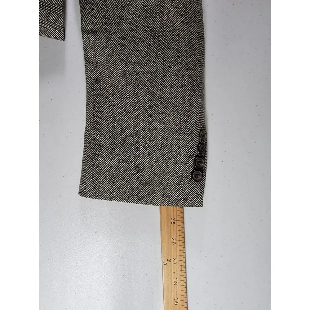 Lauren Ralph Lauren 100% Lambs Wool Grey Herringbone Blazer Suit Jacket - 38R - Picture 4 of 9